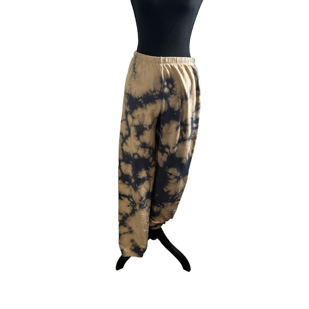 LACAUSA Anthropologie Tie Dye Jogger Pants Small- Tan Blue Lounge Sweatpants